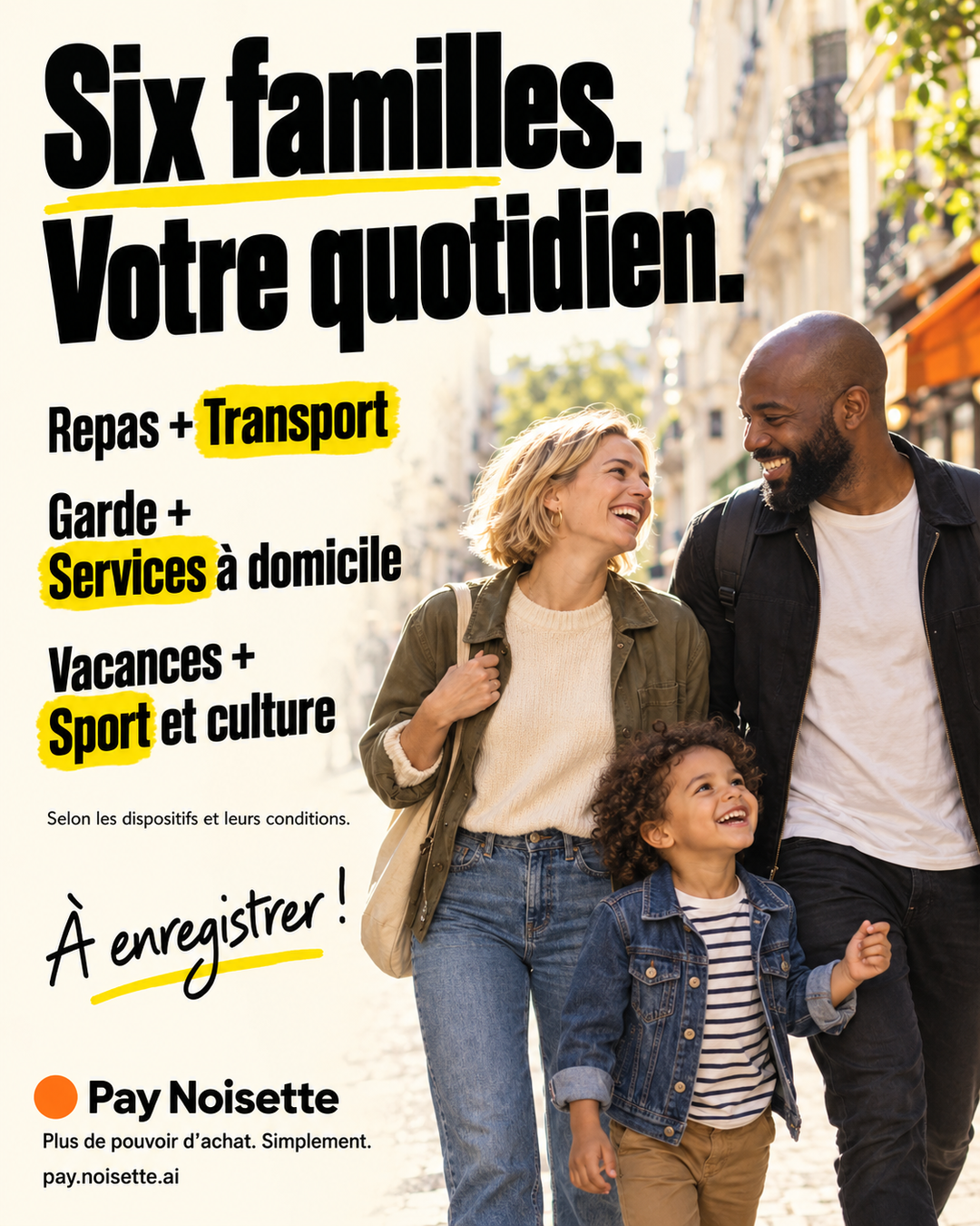 Les six familles en une vue